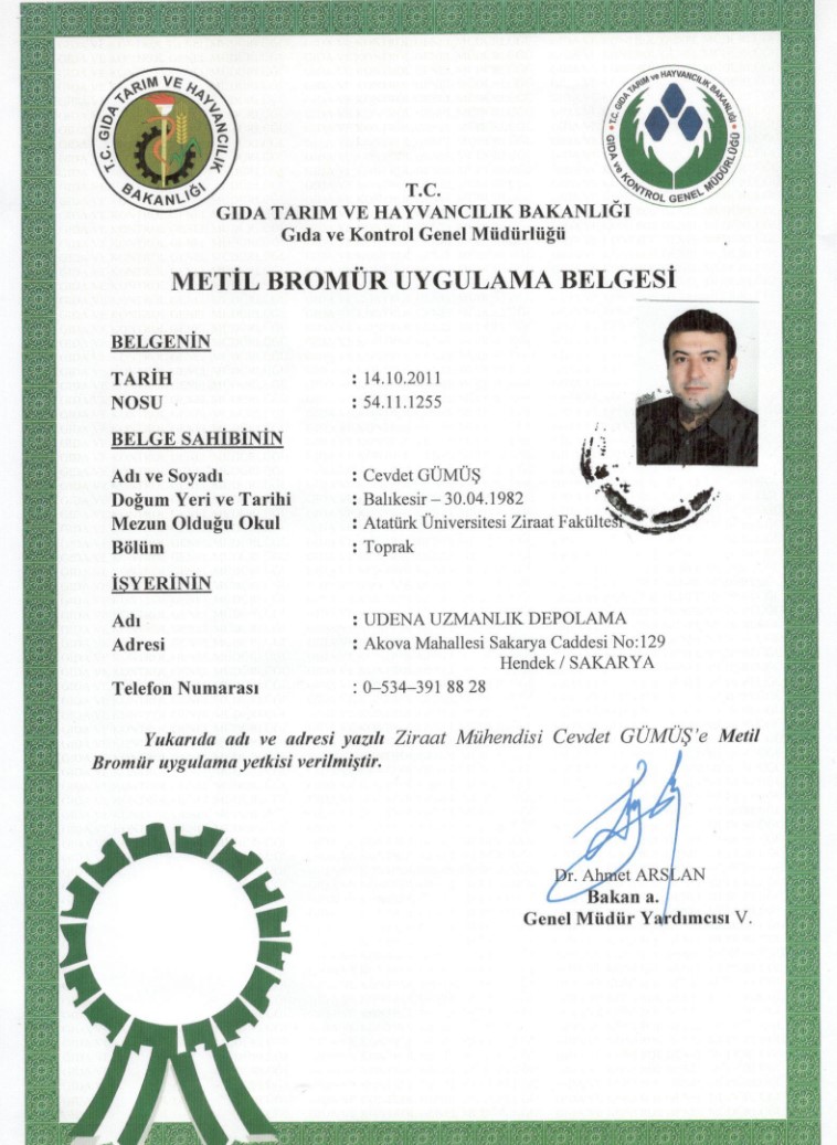 Metil Bromür Uygulama Belgesi