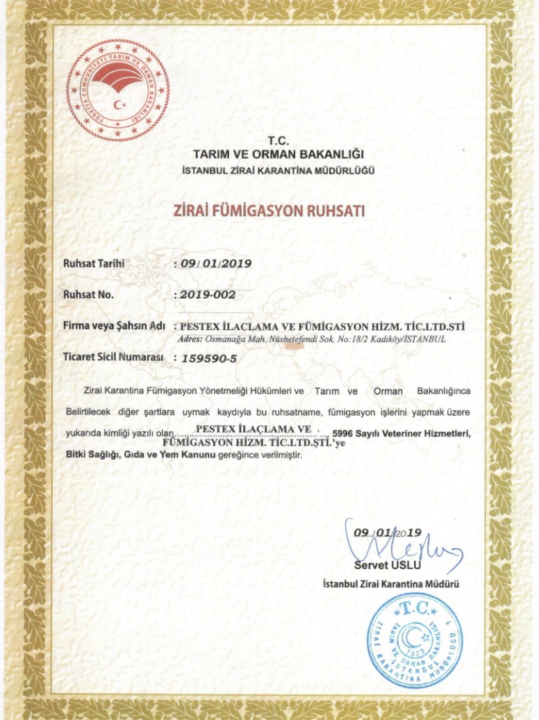 Fümigasyon Ruhsatı